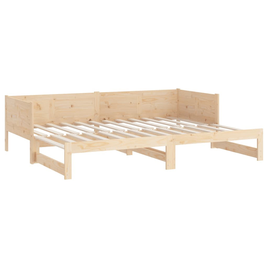 Slaapbank Uitschuifbaar Massief Grenenhout 2X(90X190) Cm 90 x 190 cm Naturel