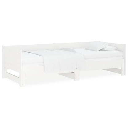 Slaapbank Uitschuifbaar Massief Grenenhout Wit 2X(90X190) Cm