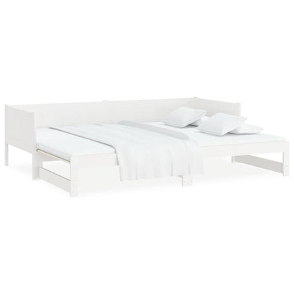 Slaapbank Uitschuifbaar Massief Grenenhout Wit 2X(90X190) Cm