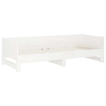 Slaapbank Uitschuifbaar Massief Grenenhout Wit 2X(90X190) Cm