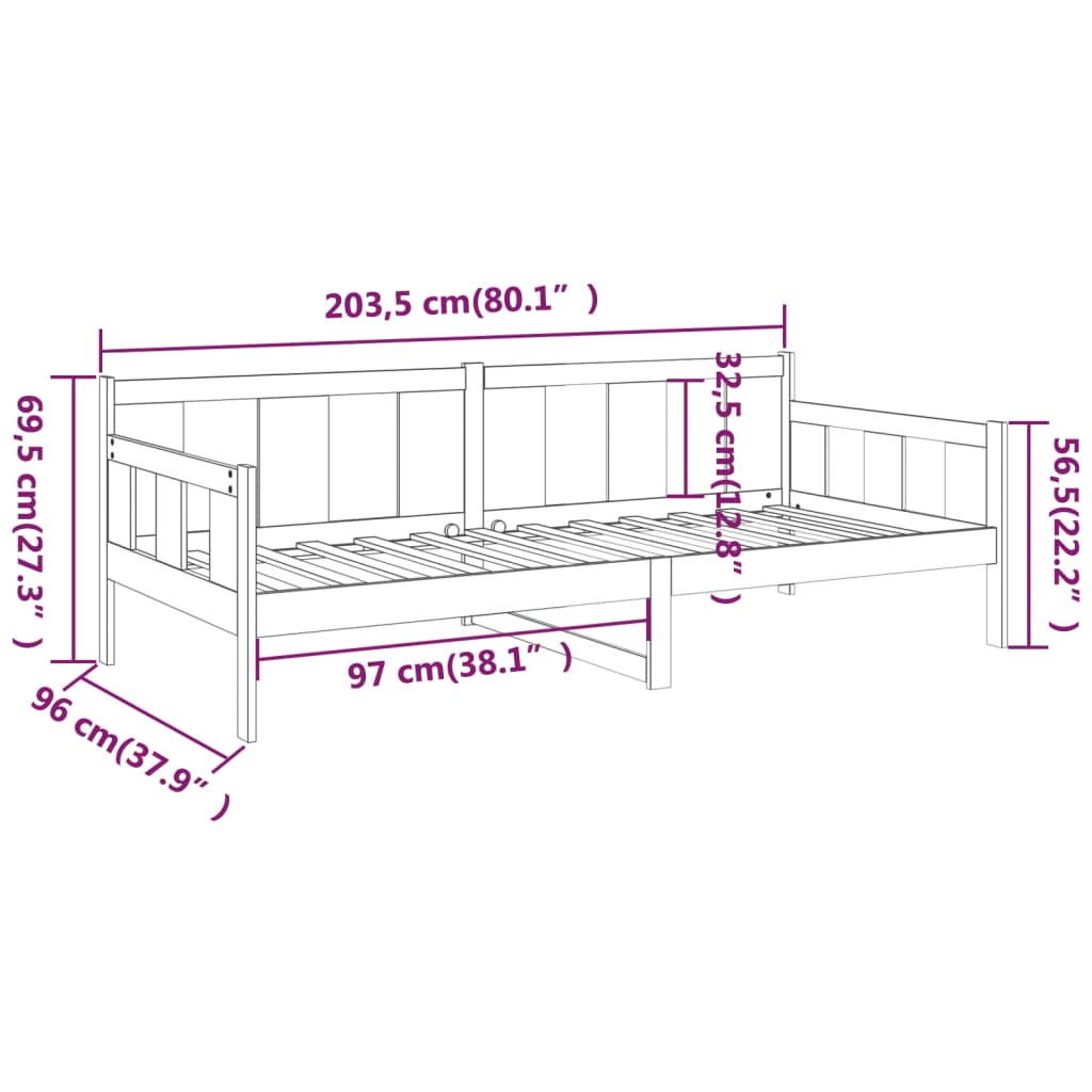 Slaapbank Massief Grenenhout Honingbruin 90X200 Cm