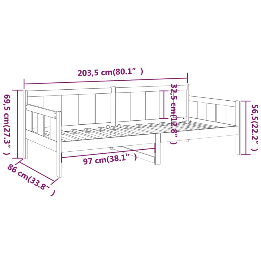 Slaapbank Massief Grenenhout 80 x 200 cm Naturel