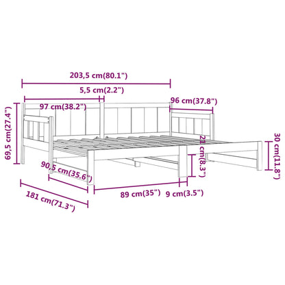 Slaapbank Uitschuifbaar Massief Grenenhout 2X(90X200) Cm
