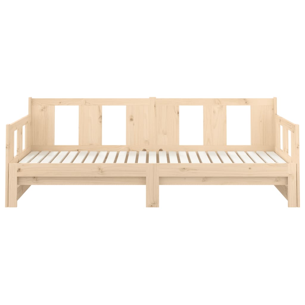 Slaapbank Uitschuifbaar Massief Grenenhout 2X(80X200) Cm 80 x 200 cm Naturel