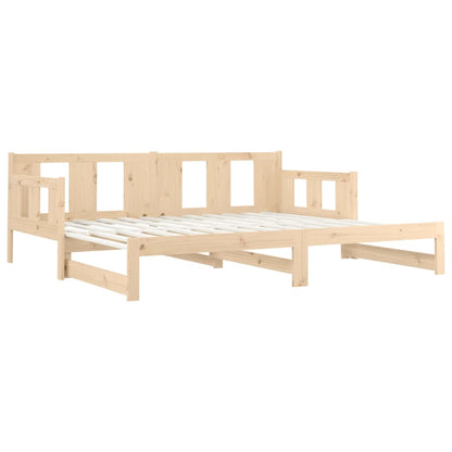 Slaapbank Uitschuifbaar Massief Grenenhout 2X(80X200) Cm 80 x 200 cm Naturel