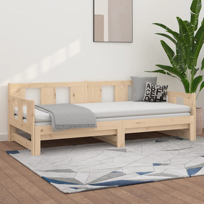 Slaapbank Uitschuifbaar Massief Grenenhout 2X(80X200) Cm 80 x 200 cm Naturel