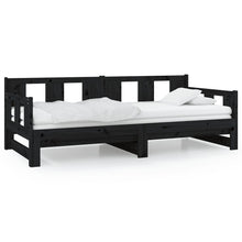 Slaapbank Uitschuifbaar Massief Grenenhout Zwart 2X(80X200) Cm
