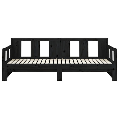 Slaapbank Uitschuifbaar Massief Grenenhout Zwart 2X(80X200) Cm