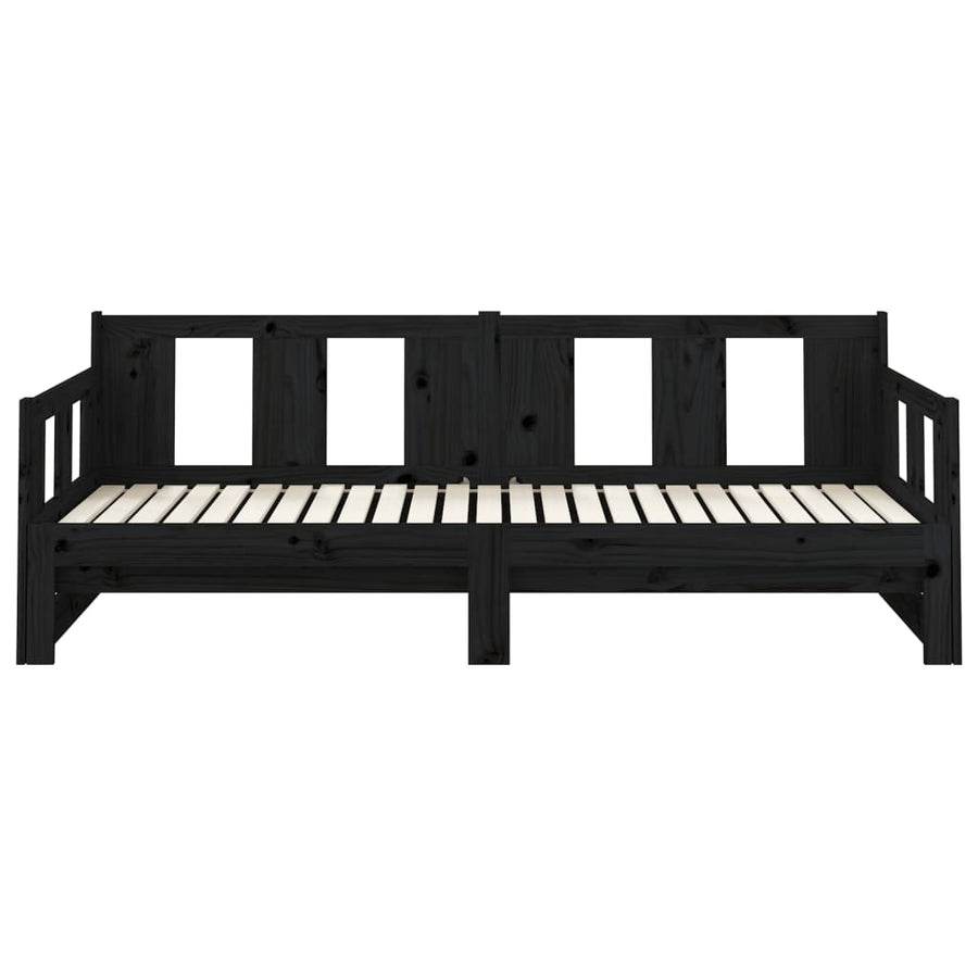 Slaapbank Uitschuifbaar Massief Grenenhout Zwart 2X(80X200) Cm