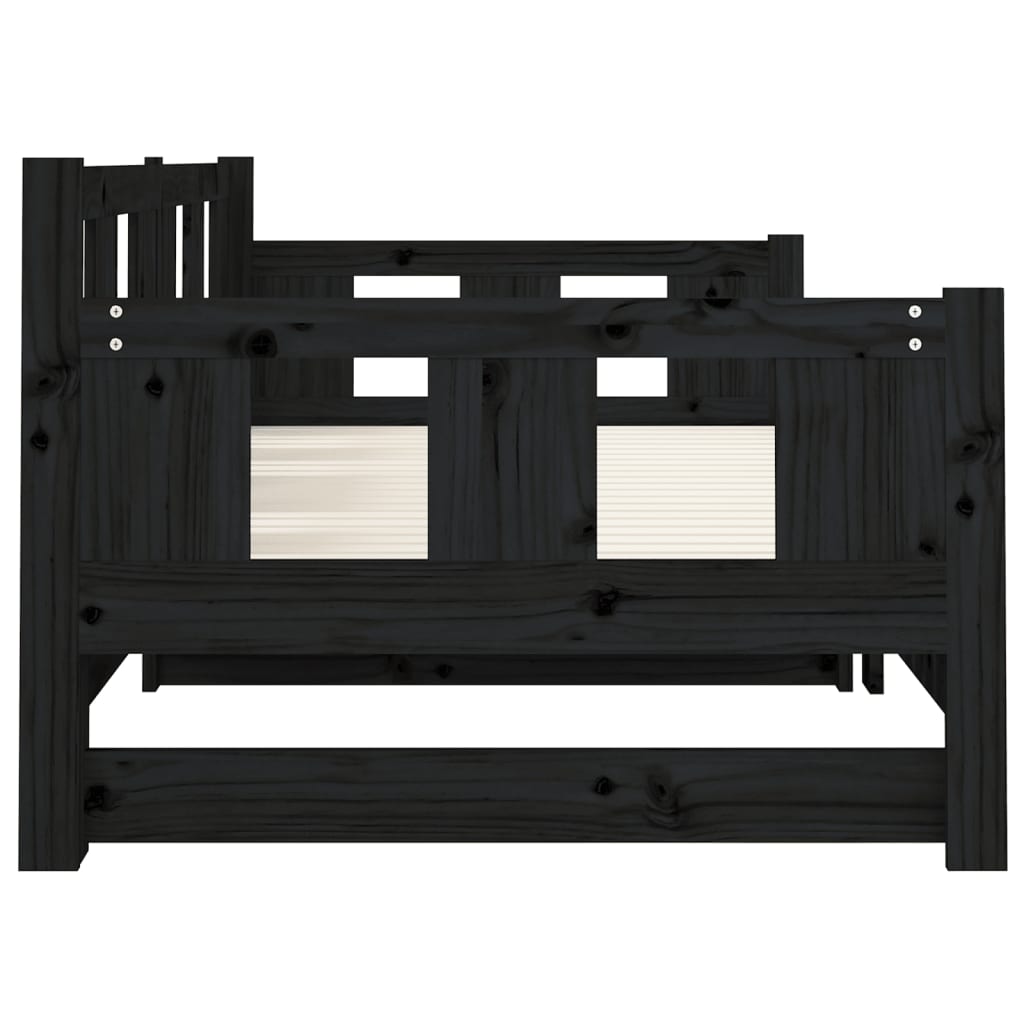 Slaapbank Uitschuifbaar Massief Grenenhout Zwart 2X(80X200) Cm