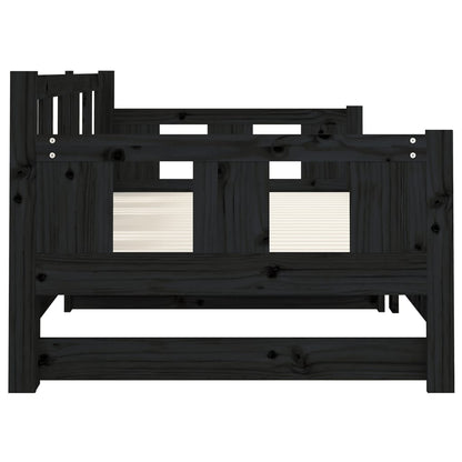 Slaapbank Uitschuifbaar Massief Grenenhout Zwart 2X(80X200) Cm