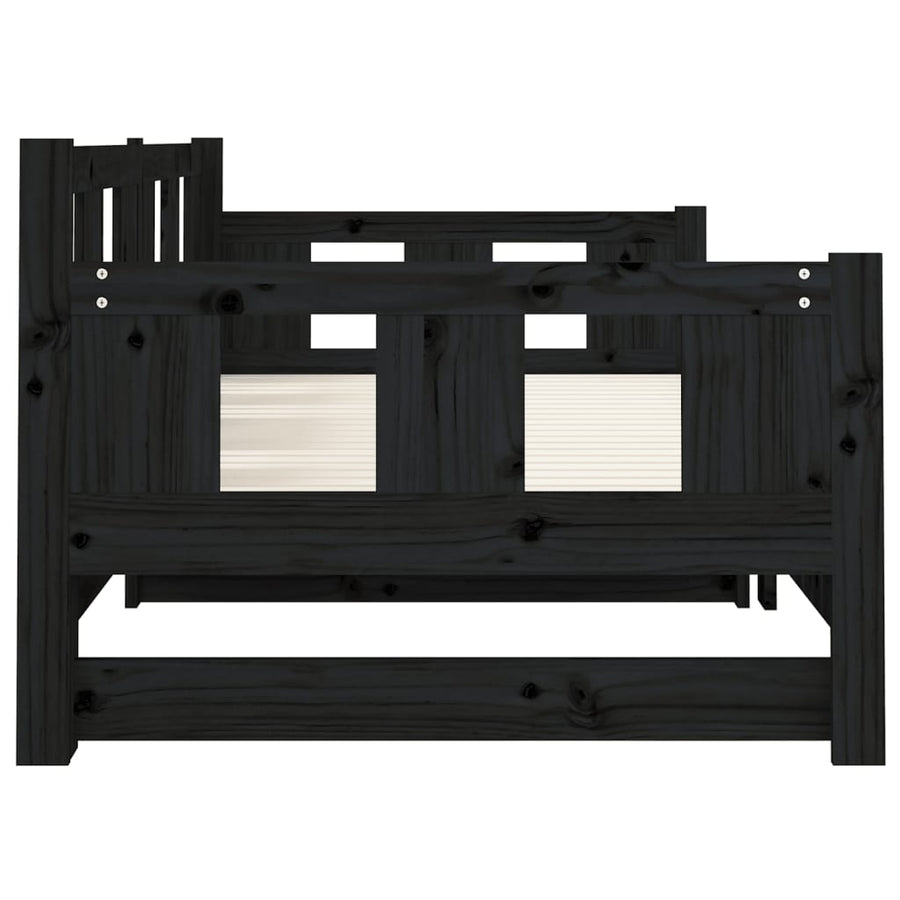 Slaapbank Uitschuifbaar Massief Grenenhout Zwart 2X(80X200) Cm