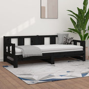 Slaapbank massief grenenhout zwart 2x(80x200) cm