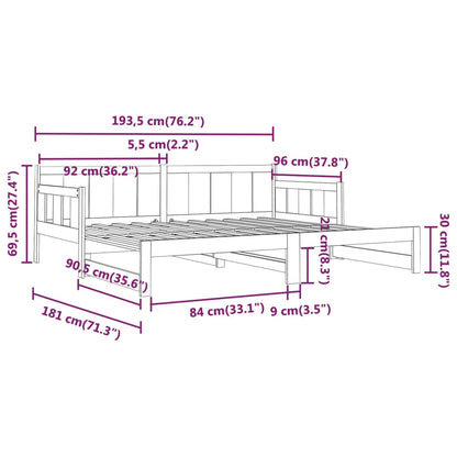 Slaapbank Uitschuifbaar Massief Grenenhout 2X(90X190) Cm