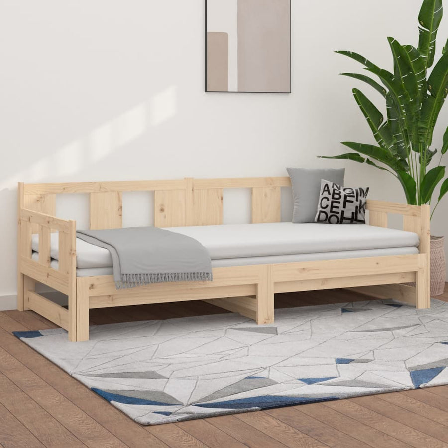 Slaapbank Uitschuifbaar Massief Grenenhout 2X(90X190) Cm