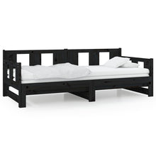 Slaapbank Uitschuifbaar Massief Grenenhout Zwart 2X(90X190) Cm