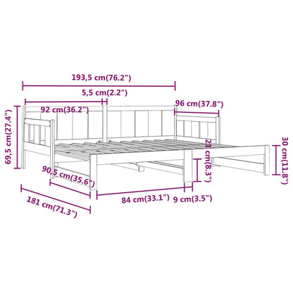 Slaapbank Uitschuifbaar Massief Grenenhout Zwart 2X(90X190) Cm