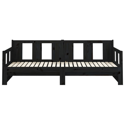 Slaapbank Uitschuifbaar Massief Grenenhout Zwart 2X(90X190) Cm