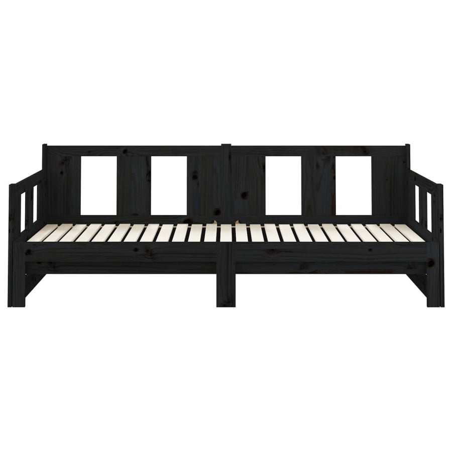 Slaapbank Uitschuifbaar Massief Grenenhout Zwart 2X(90X190) Cm
