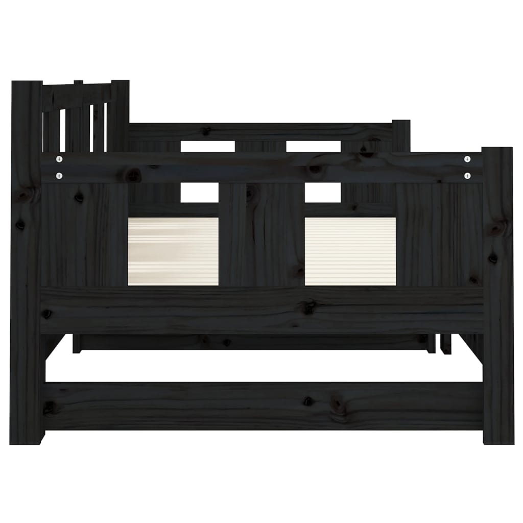 Slaapbank Uitschuifbaar Massief Grenenhout Zwart 2X(90X190) Cm