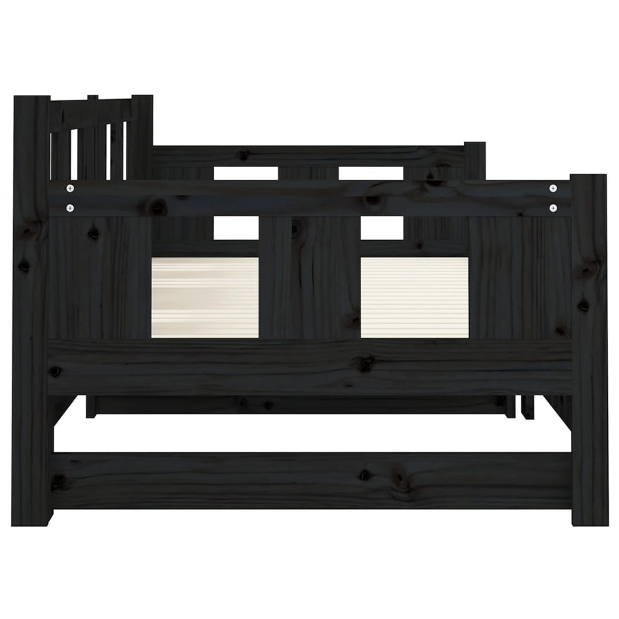 Slaapbank Uitschuifbaar Massief Grenenhout Zwart 2X(90X190) Cm