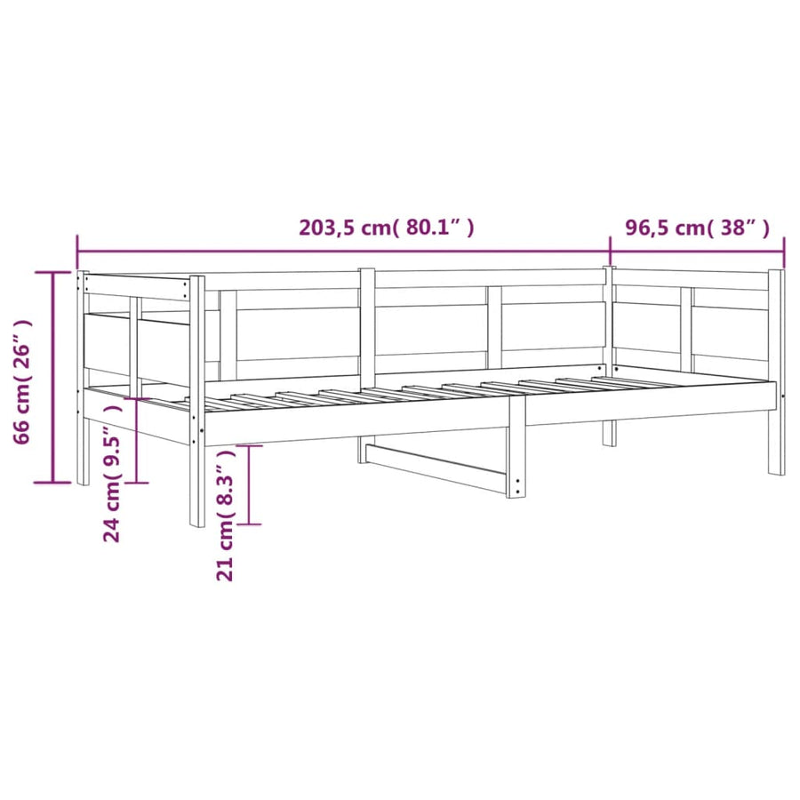 Slaapbank Massief Grenenhout Wit 90X200 Cm