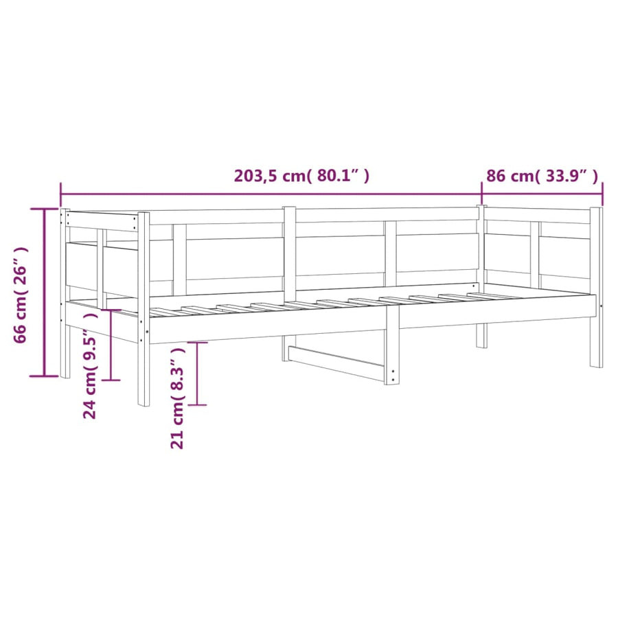 Slaapbank Massief Grenenhout 80X200 Cm 80 x 200 cm Naturel