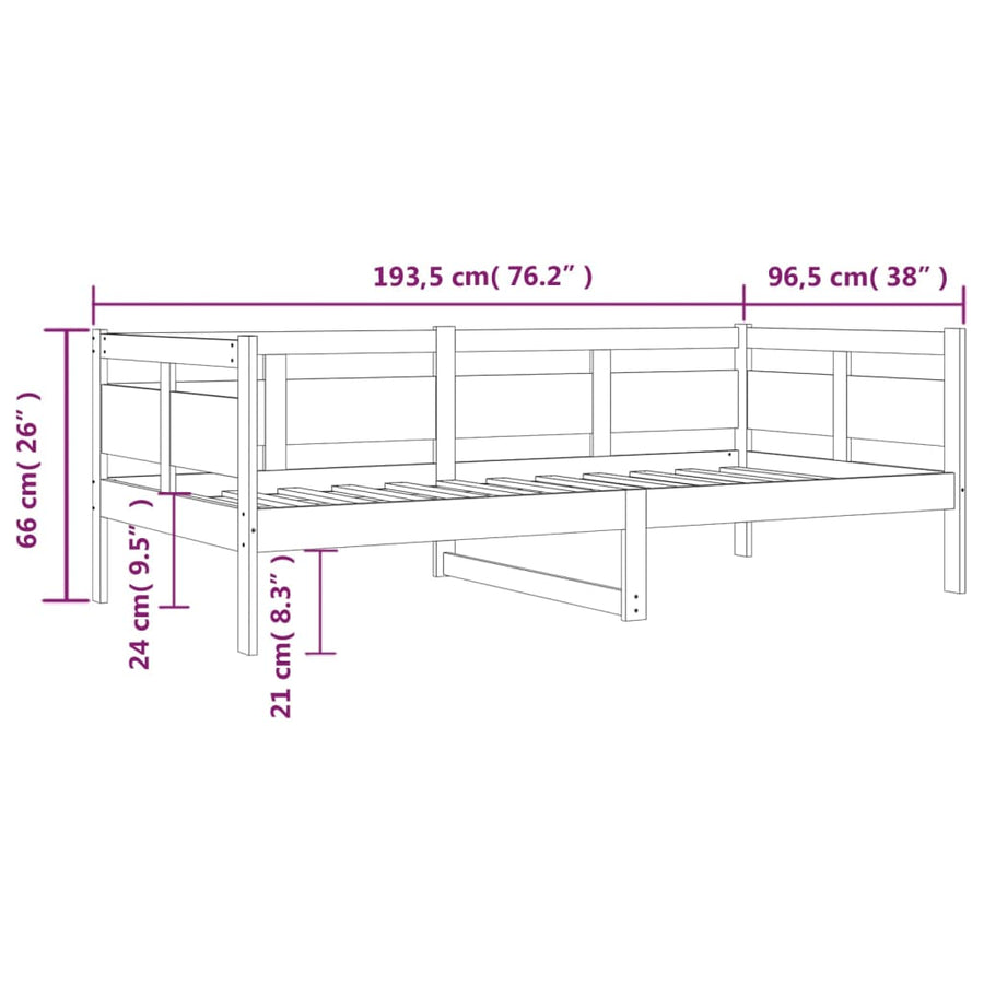 Slaapbank Massief Grenenhout 90X190 Cm 90 x 190 cm Naturel
