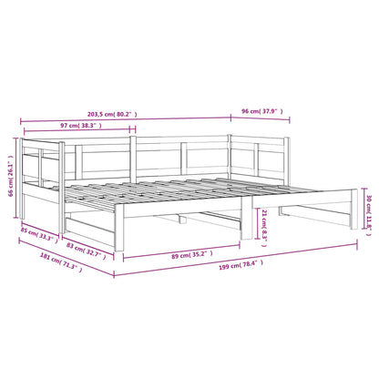 Slaapbank Uitschuifbaar Massief Grenenhout 2X(90X200) Cm