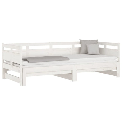 Slaapbank Uitschuifbaar Massief Grenenhout Wit 2X(90X200) Cm