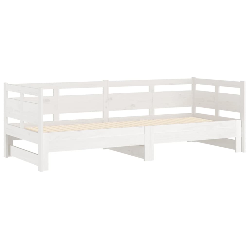 Slaapbank Uitschuifbaar Massief Grenenhout Wit 2X(90X200) Cm