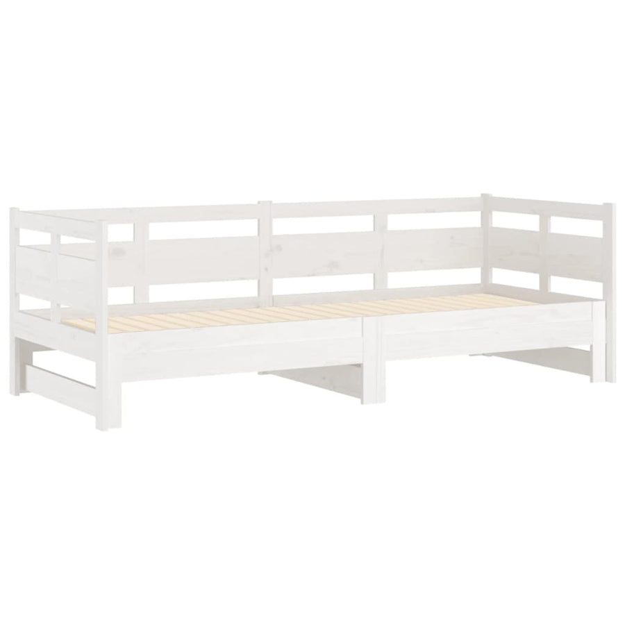 Slaapbank Uitschuifbaar Massief Grenenhout Wit 2X(90X200) Cm