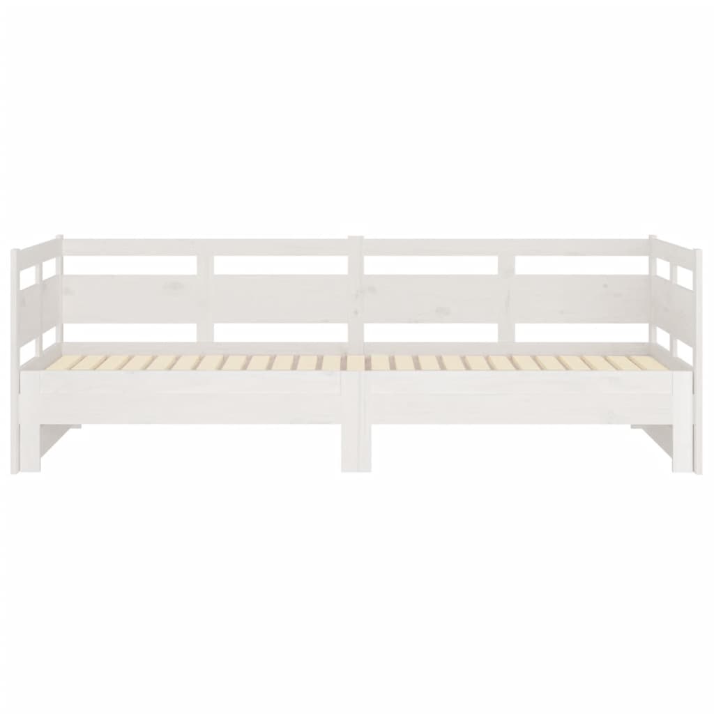 Slaapbank Uitschuifbaar Massief Grenenhout Wit 2X(90X200) Cm