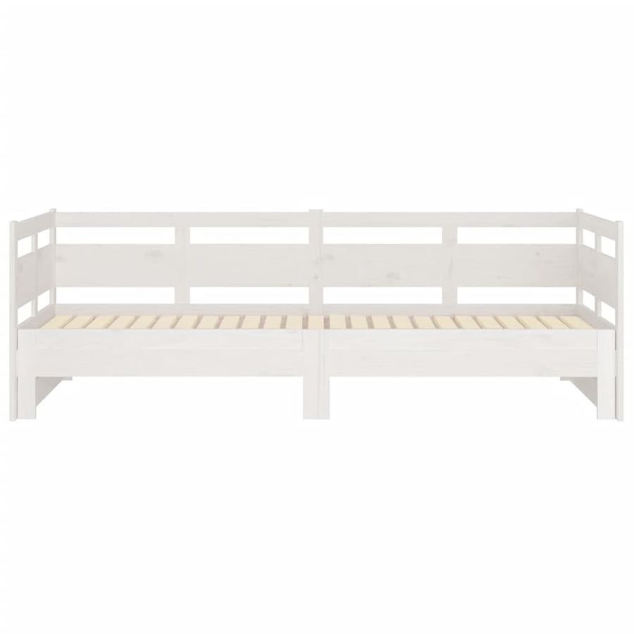 Slaapbank Uitschuifbaar Massief Grenenhout Wit 2X(90X200) Cm