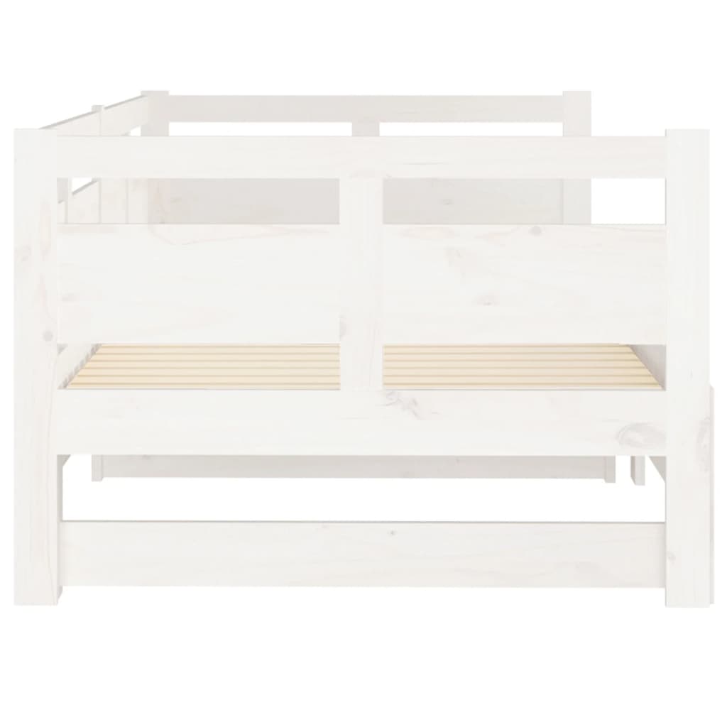 Slaapbank Uitschuifbaar Massief Grenenhout Wit 2X(90X200) Cm