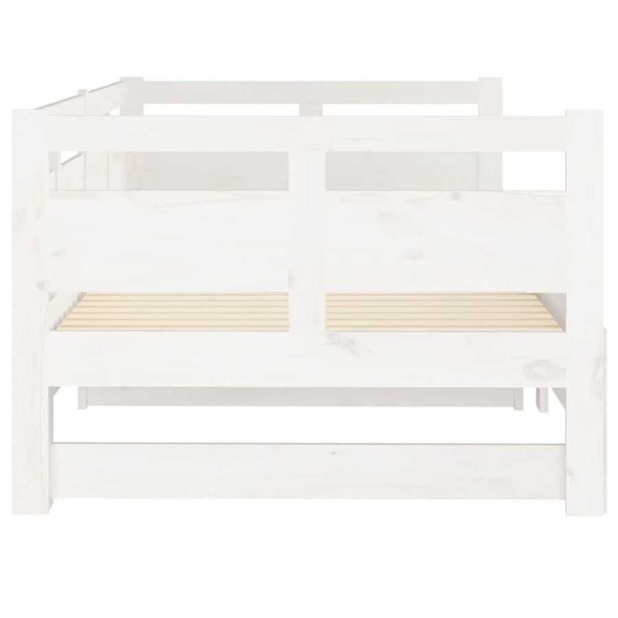 Slaapbank Uitschuifbaar Massief Grenenhout Wit 2X(90X200) Cm