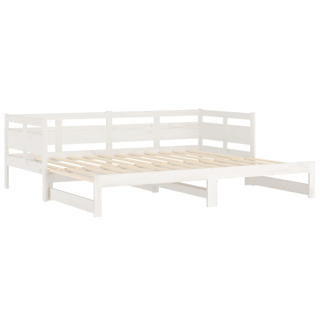 Slaapbank Uitschuifbaar Massief Grenenhout Wit 2X(90X200) Cm