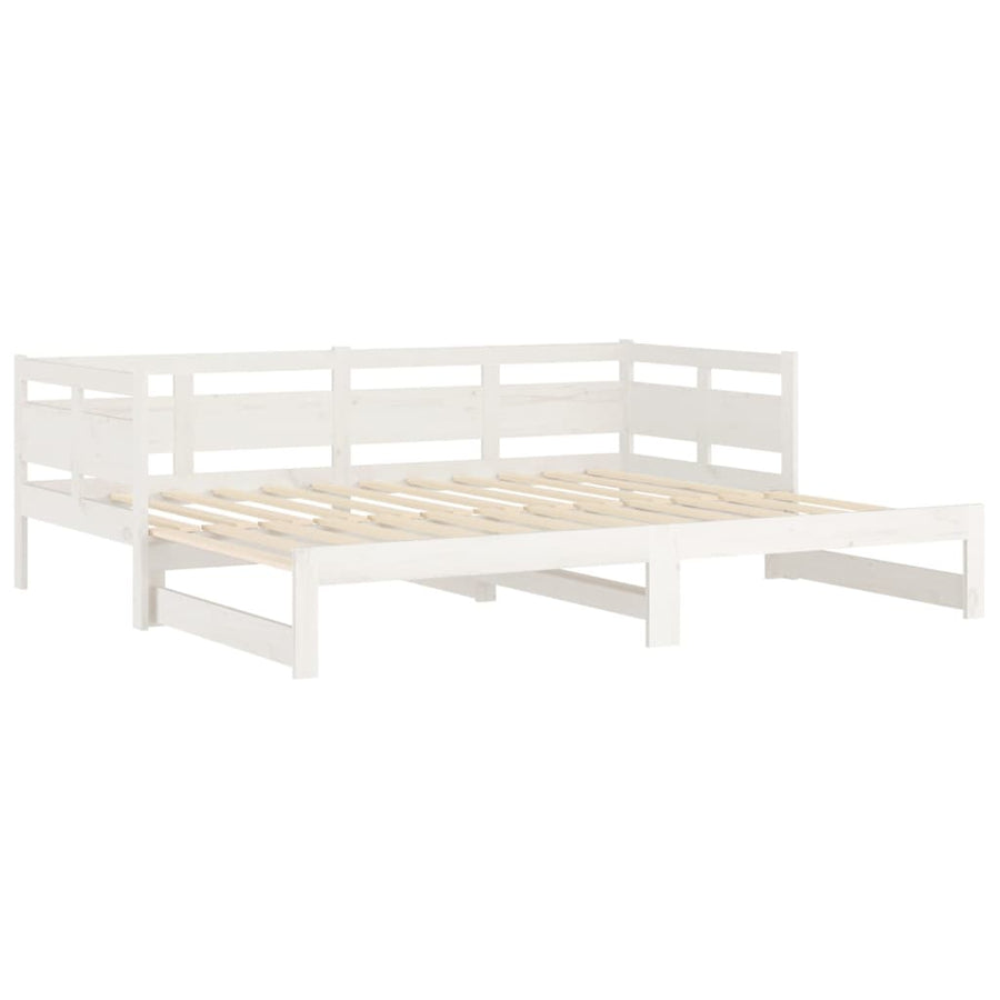 Slaapbank Uitschuifbaar Massief Grenenhout Wit 2X(90X200) Cm