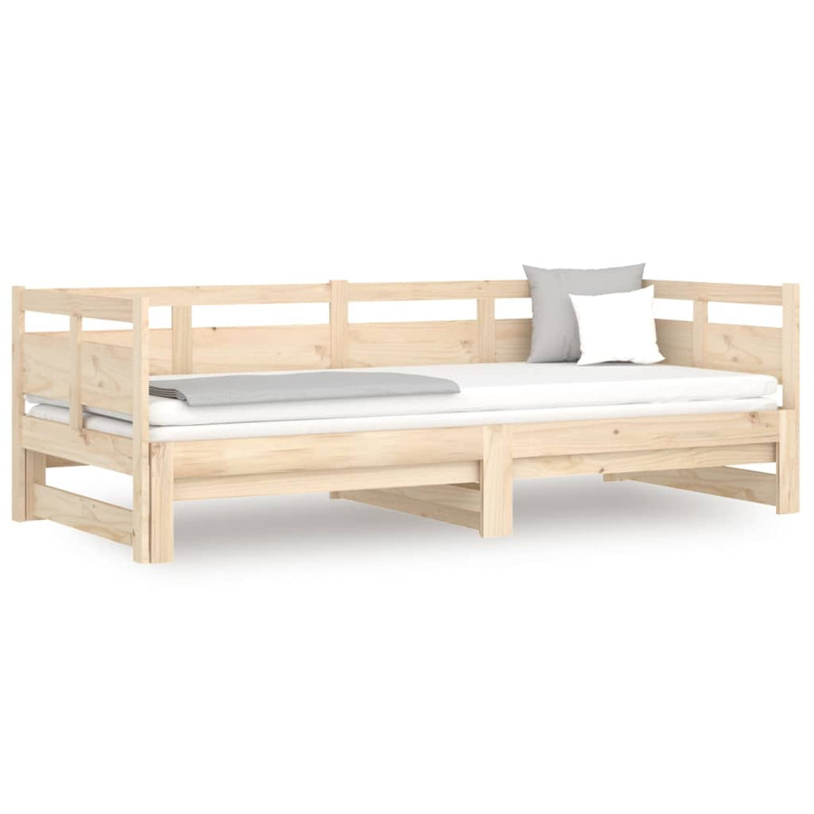 Slaapbank Uitschuifbaar Massief Grenenhout 2X(80X200) Cm 80 x 200 cm Naturel
