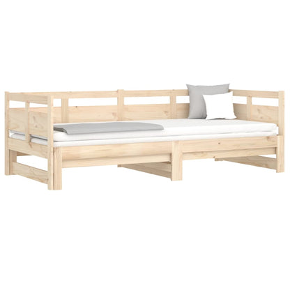 Slaapbank Uitschuifbaar Massief Grenenhout 2X(80X200) Cm 80 x 200 cm Naturel