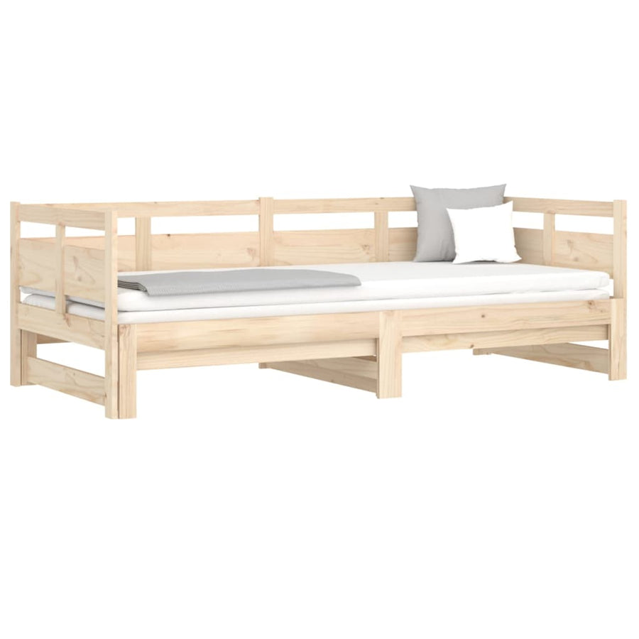Slaapbank Uitschuifbaar Massief Grenenhout 2X(80X200) Cm 80 x 200 cm Naturel