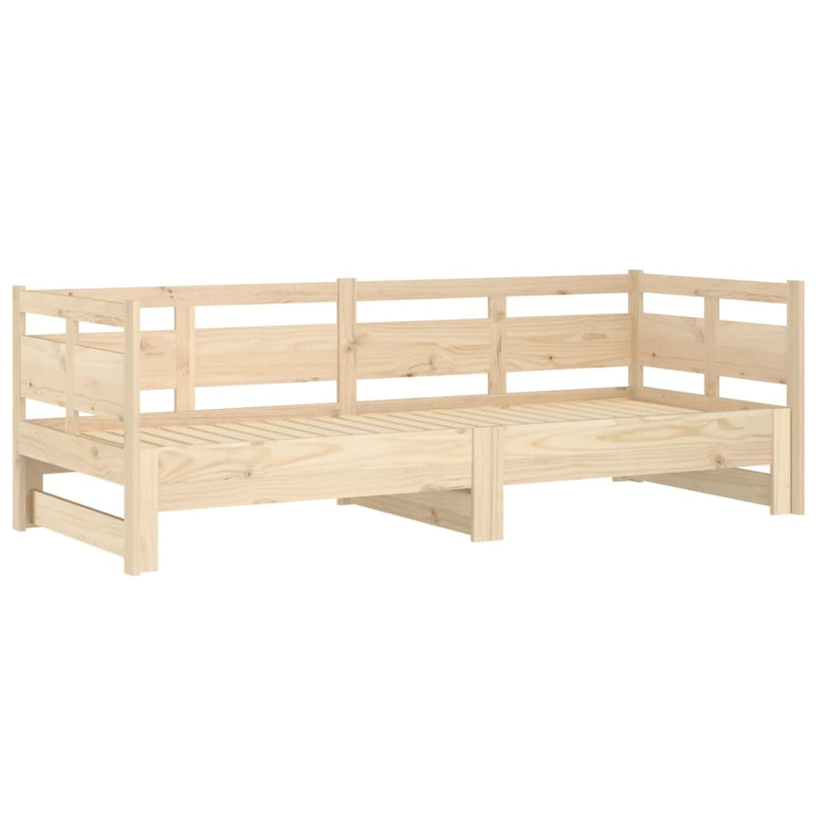 Slaapbank Uitschuifbaar Massief Grenenhout 2X(80X200) Cm 80 x 200 cm Naturel
