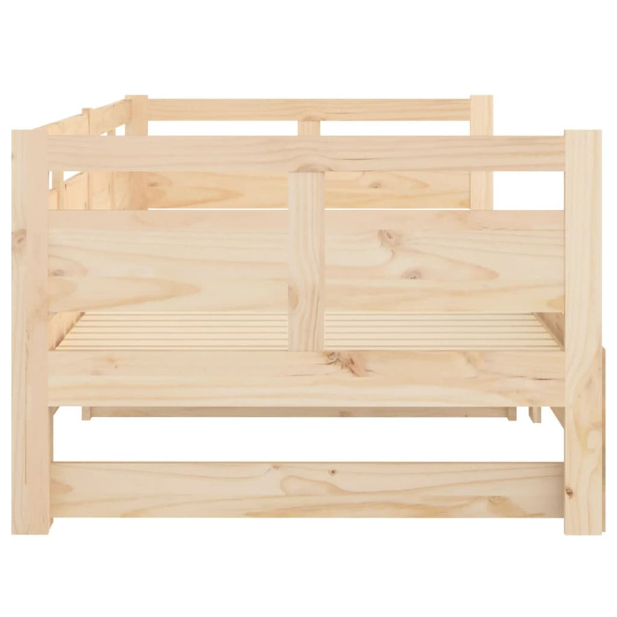 Slaapbank Uitschuifbaar Massief Grenenhout 2X(80X200) Cm 80 x 200 cm Naturel