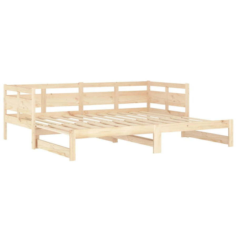 Slaapbank Uitschuifbaar Massief Grenenhout 2X(80X200) Cm 80 x 200 cm Naturel