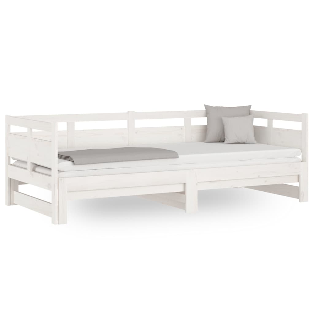 Slaapbank Uitschuifbaar Massief Grenenhout 2X(80X200) Cm 80 x 200 cm Wit
