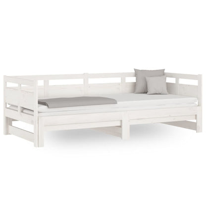Slaapbank Uitschuifbaar Massief Grenenhout 2X(80X200) Cm 80 x 200 cm Wit