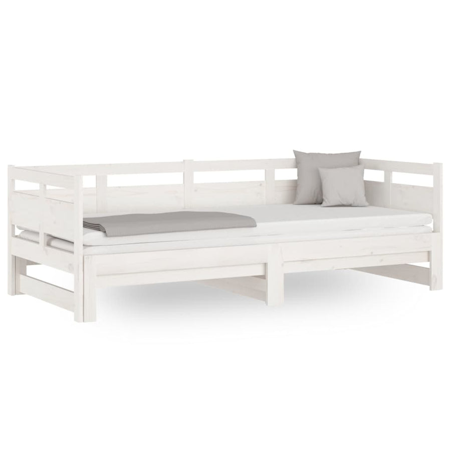 Slaapbank Uitschuifbaar Massief Grenenhout 2X(80X200) Cm 80 x 200 cm Wit