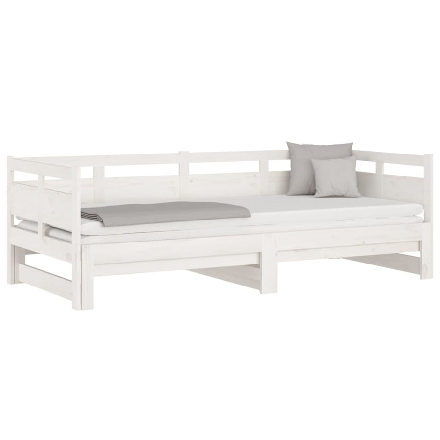 Slaapbank Uitschuifbaar Massief Grenenhout 2X(80X200) Cm 80 x 200 cm Wit