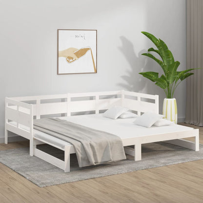 Slaapbank Uitschuifbaar Massief Grenenhout 2X(80X200) Cm 80 x 200 cm Wit