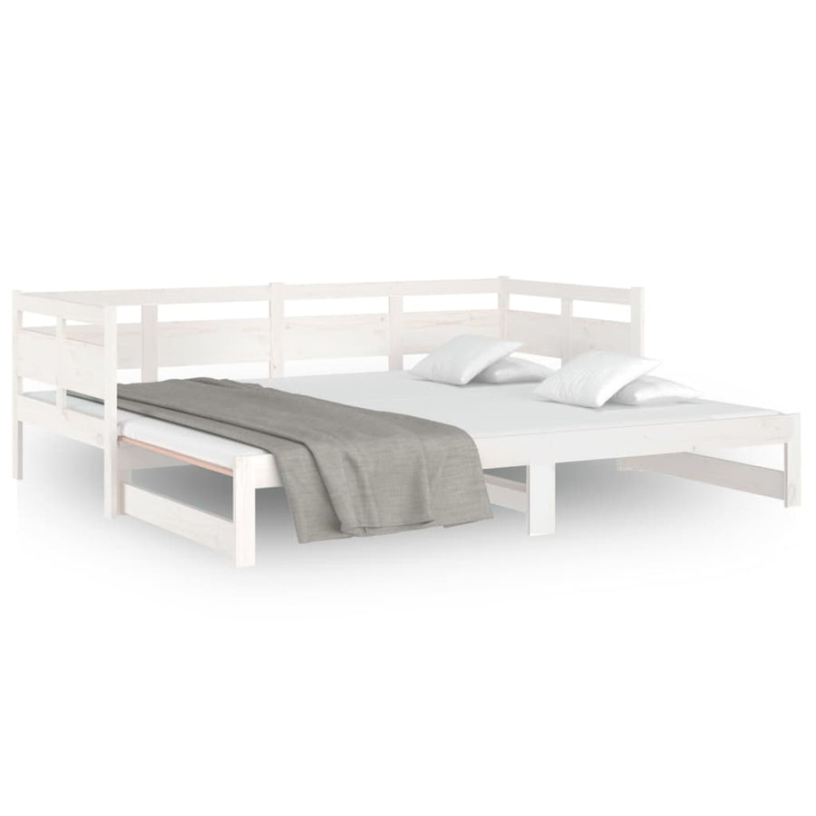 Slaapbank Uitschuifbaar Massief Grenenhout 2X(80X200) Cm 80 x 200 cm Wit